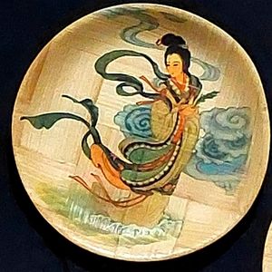 Vintage Oriental decorative bamboo plates 6.50" diameter. ($15 a piece)